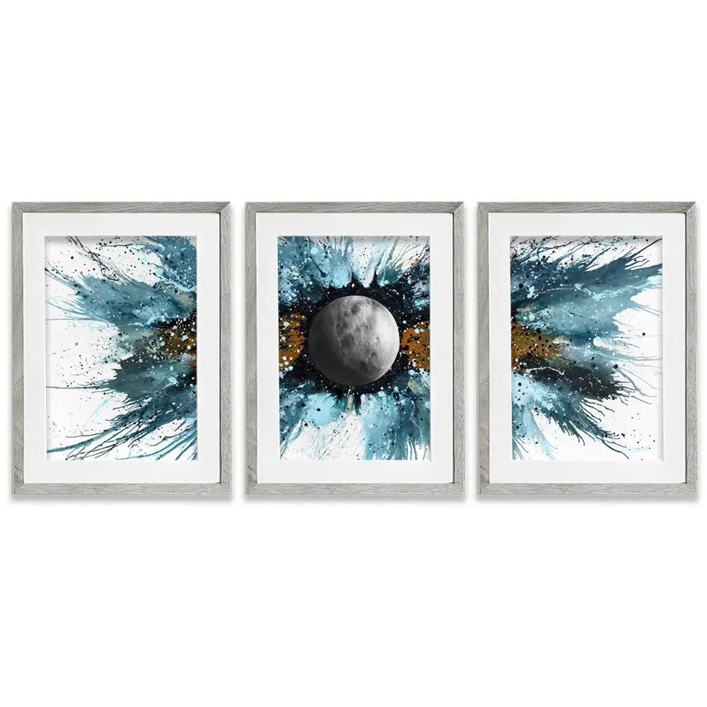 Abstract Universe Silent Moon Framed Art Print Trio Abstract Universe Silent Moon Framed Art Print Trio wall art product Ashvin Harrison
