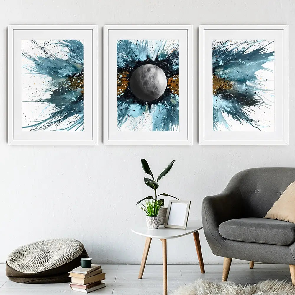 Abstract Universe Silent Moon Framed Art Print Trio Abstract Universe Silent Moon Framed Art Print Trio wall art product Ashvin Harrison