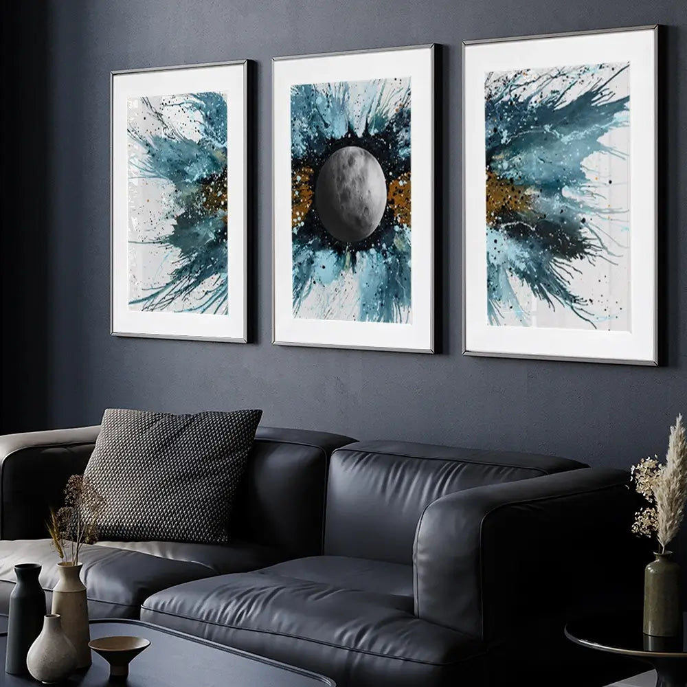 Abstract Universe Silent Moon Framed Art Print Trio Abstract Universe Silent Moon Framed Art Print Trio wall art product Ashvin Harrison