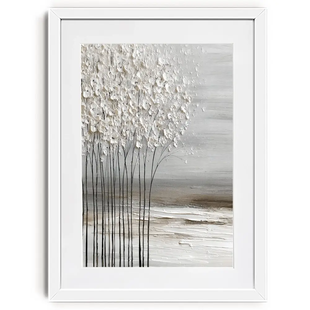 Abstract White Trees Framed Art Print Abstract White Trees Framed Art Print wall art product LSR Design Studio - Independent