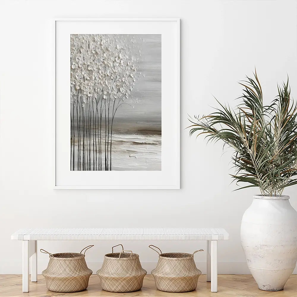Abstract White Trees Framed Art Print Abstract White Trees Framed Art Print wall art product LSR Design Studio - Independent