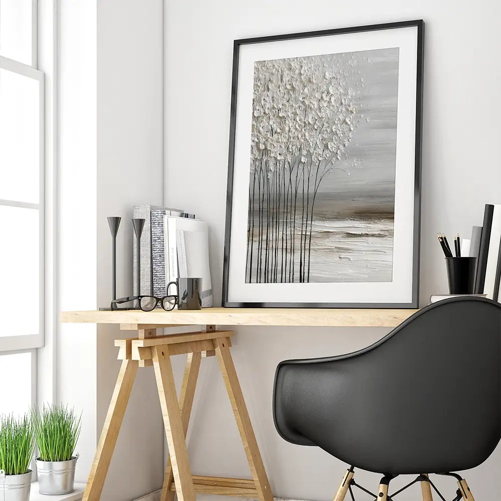 Abstract White Trees Framed Art Print Abstract White Trees Framed Art Print wall art product LSR Design Studio - Independent