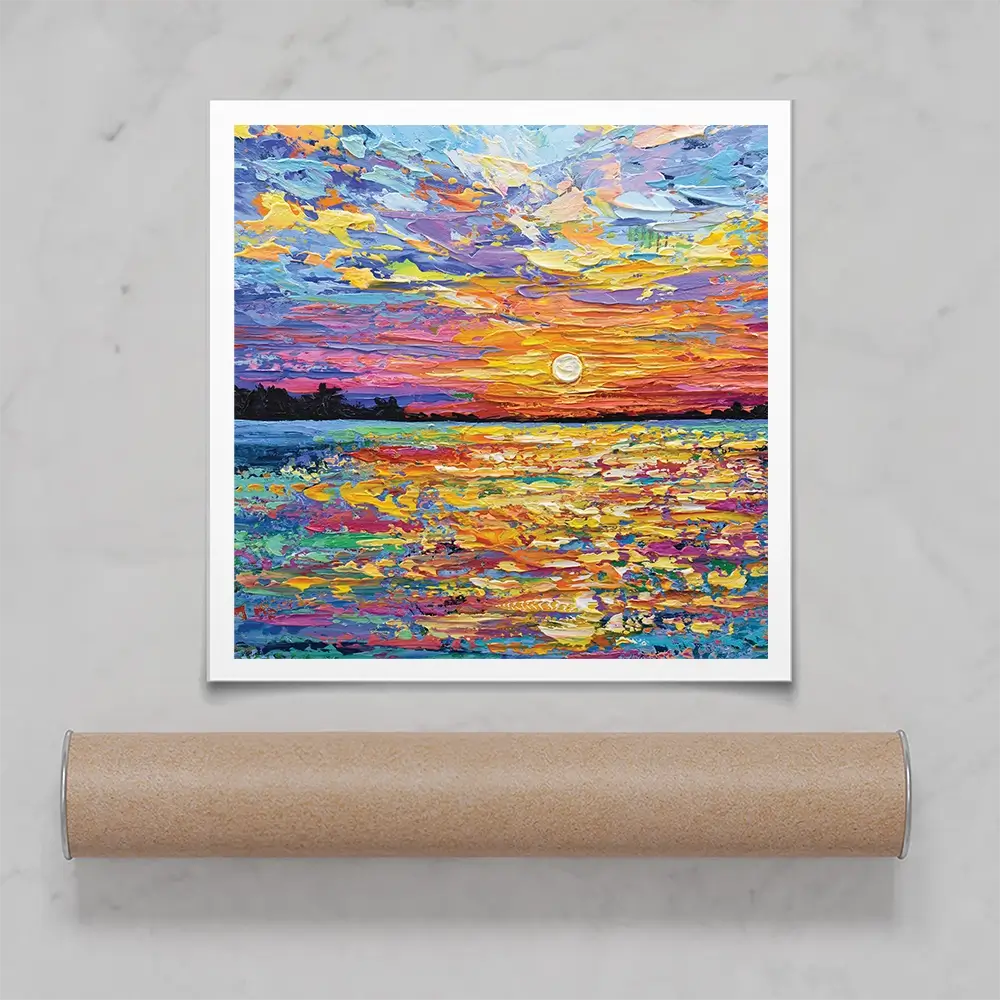 All Encompassing Sunset Square Art Print All Encompassing Sunset Square Art Print wall art product Olga Tkachyk
