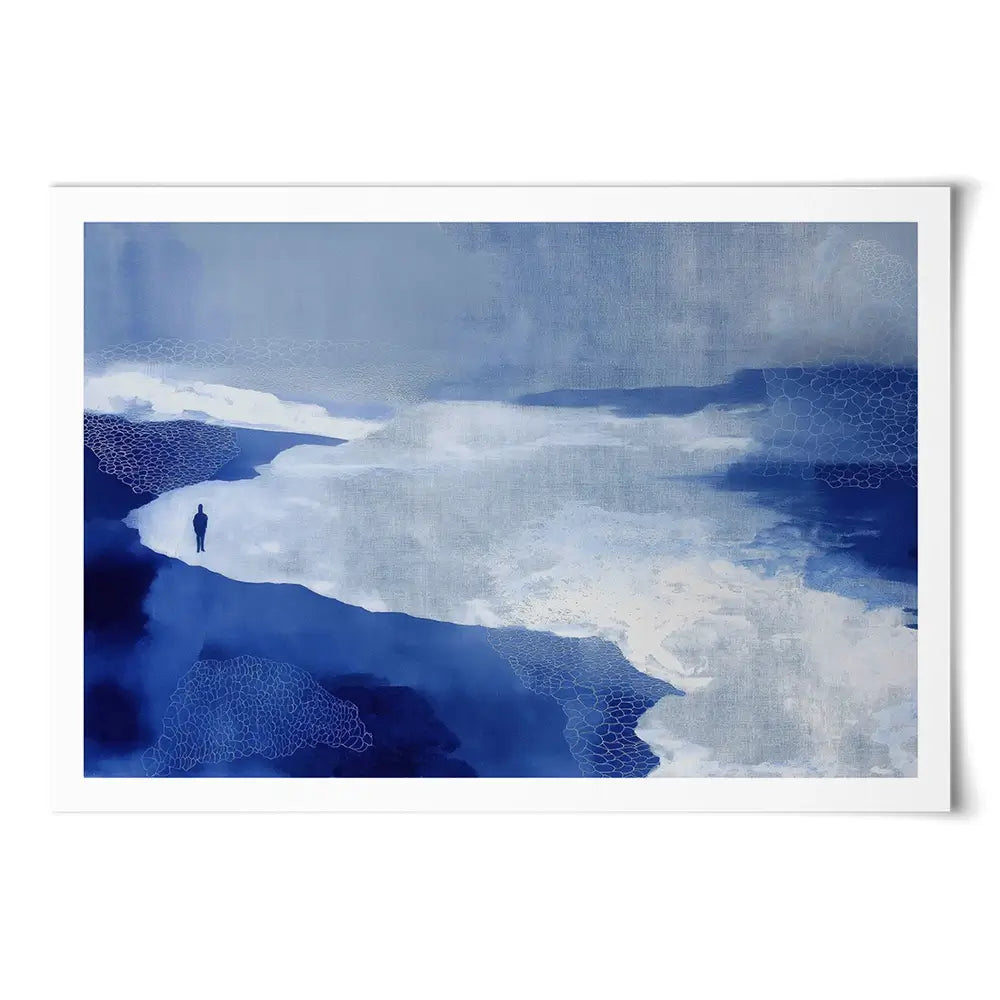 Alone On Snowy Shore Art Print Alone On Snowy Shore Art Print wall art product Chromatic Storm Studio