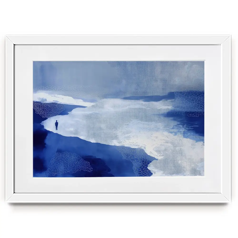 Alone On Snowy Shore Framed Art Print Alone On Snowy Shore Framed Art Print wall art product Chromatic Storm Studio