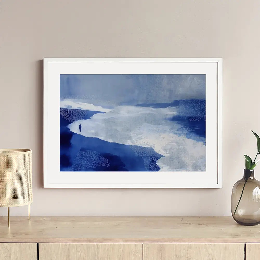 Alone On Snowy Shore Framed Art Print Alone On Snowy Shore Framed Art Print wall art product Chromatic Storm Studio