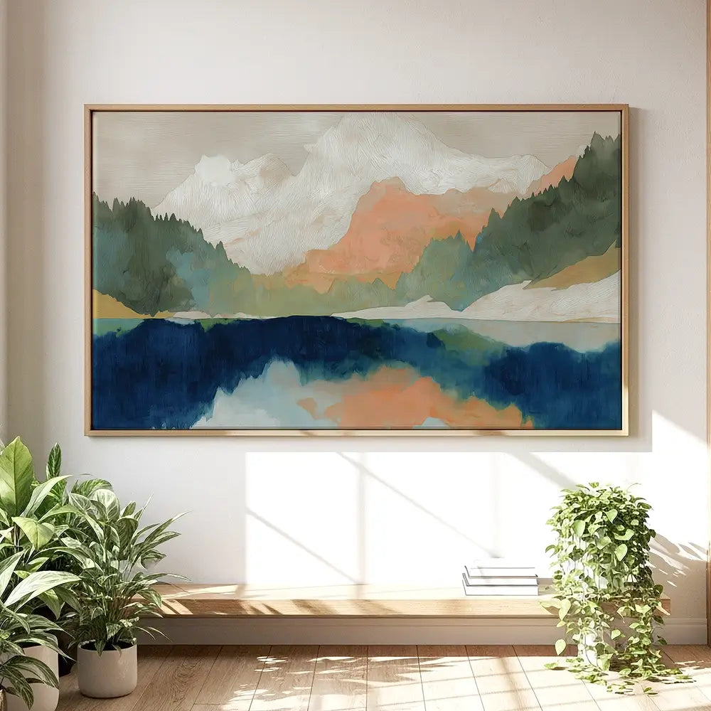 Alpine Autumn Lake Reflection Oversized Canvas Print Alpine Autumn Lake Reflection Oversized Canvas Print wall art product Chromatic Storm Studio