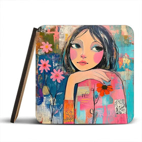 Amongst The Flowers Coaster Set Rainbow Soul Tree Coaster Set | Rainbow Soul Tree Art Coasters wall art product Tanya Ocean