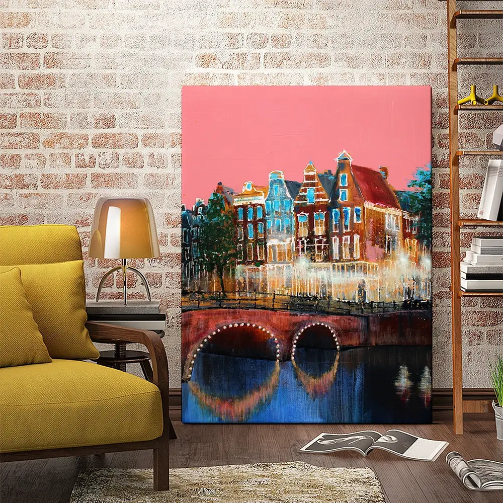 Amsterdam Pink Sky Canvas Print Amsterdam Pink Sky Canvas Print wall art product Studio Paint-Ing