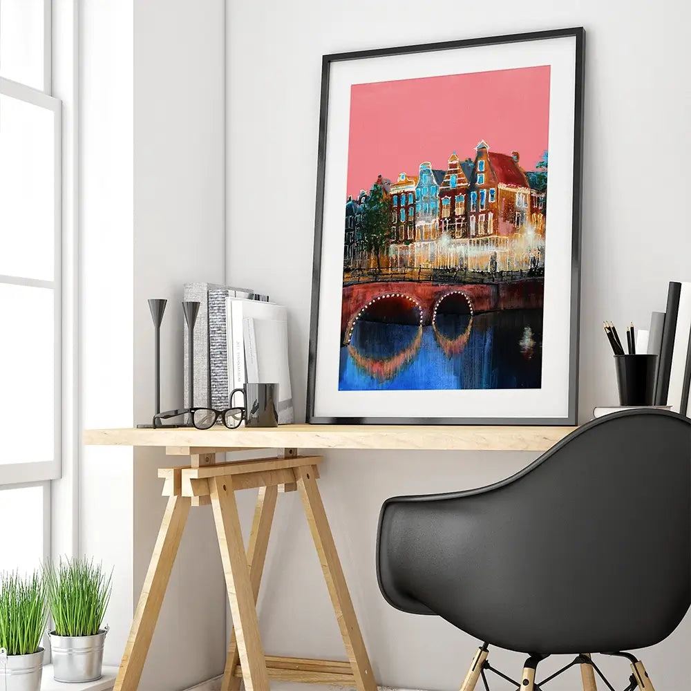 Amsterdam Pink Sky Framed Art Print Amsterdam Pink Sky Framed Art Print wall art product Studio Paint-Ing
