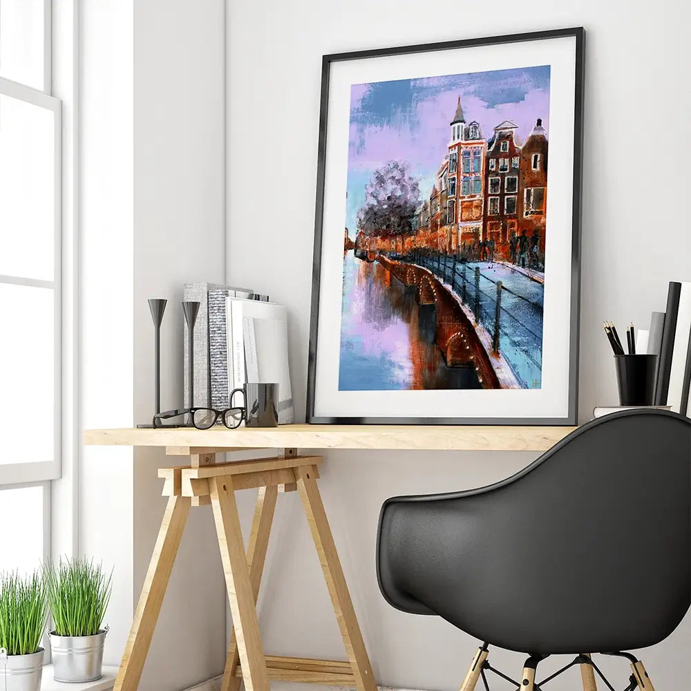 Amsterdam Purple Sky Framed Art Print Amsterdam Purple Sky Framed Art Print wall art product Studio Paint-Ing