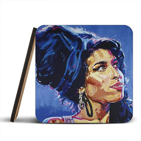 Amy Winehouse In This Blue Shade Coaster Set Amy Winehouse In This Blue Shade Coaster Set wall art product Juliet Stockton