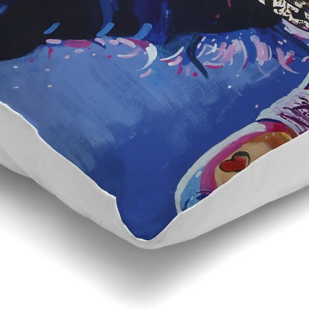 Amy Winehouse In This Blue Shade Cushion Amy Winehouse In This Blue Shade Cushion wall art product Juliet Stockton