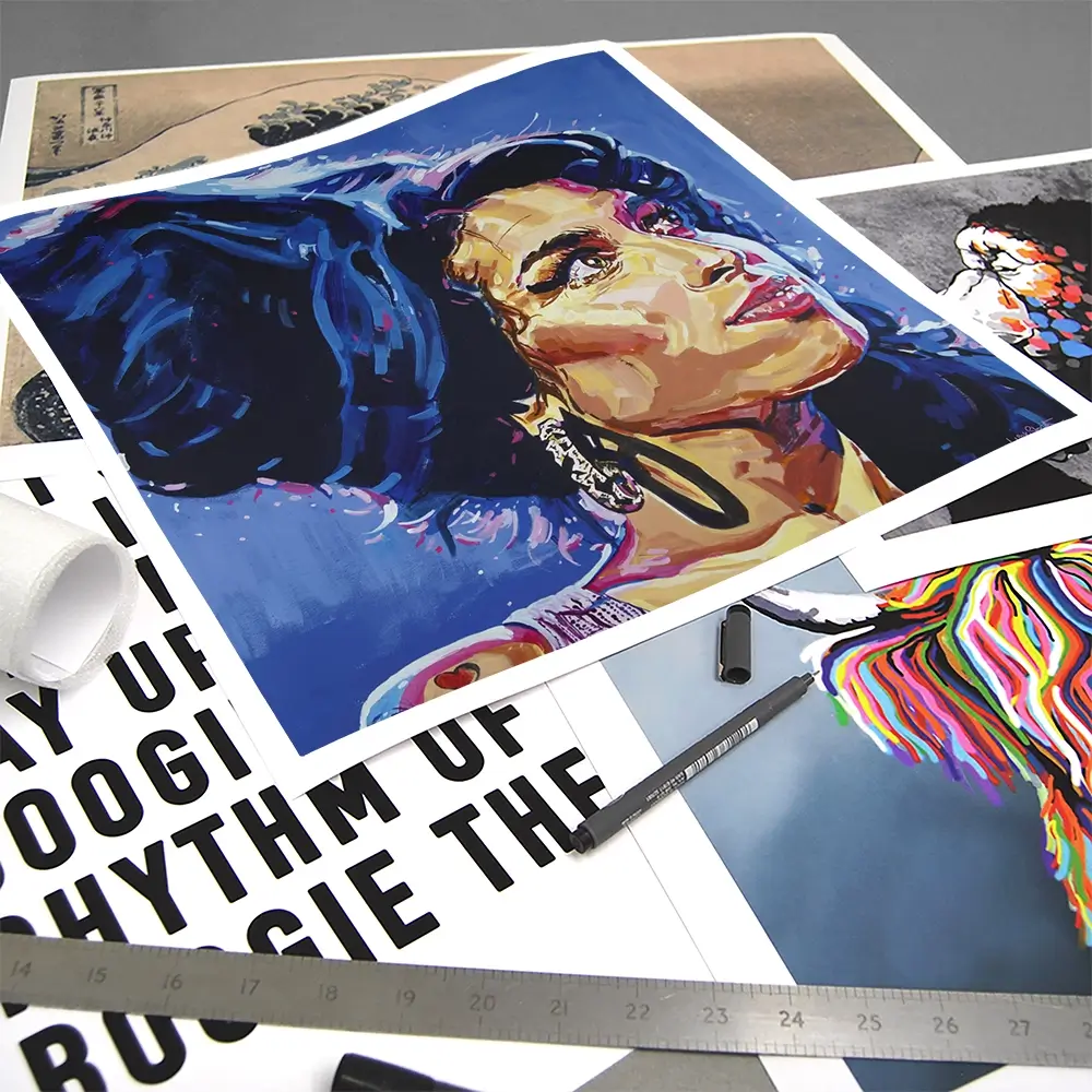 Amy Winehouse In This Blue Shade Square Art Print Amy Winehouse In This Blue Shade Square Art Print wall art product Juliet Stockton