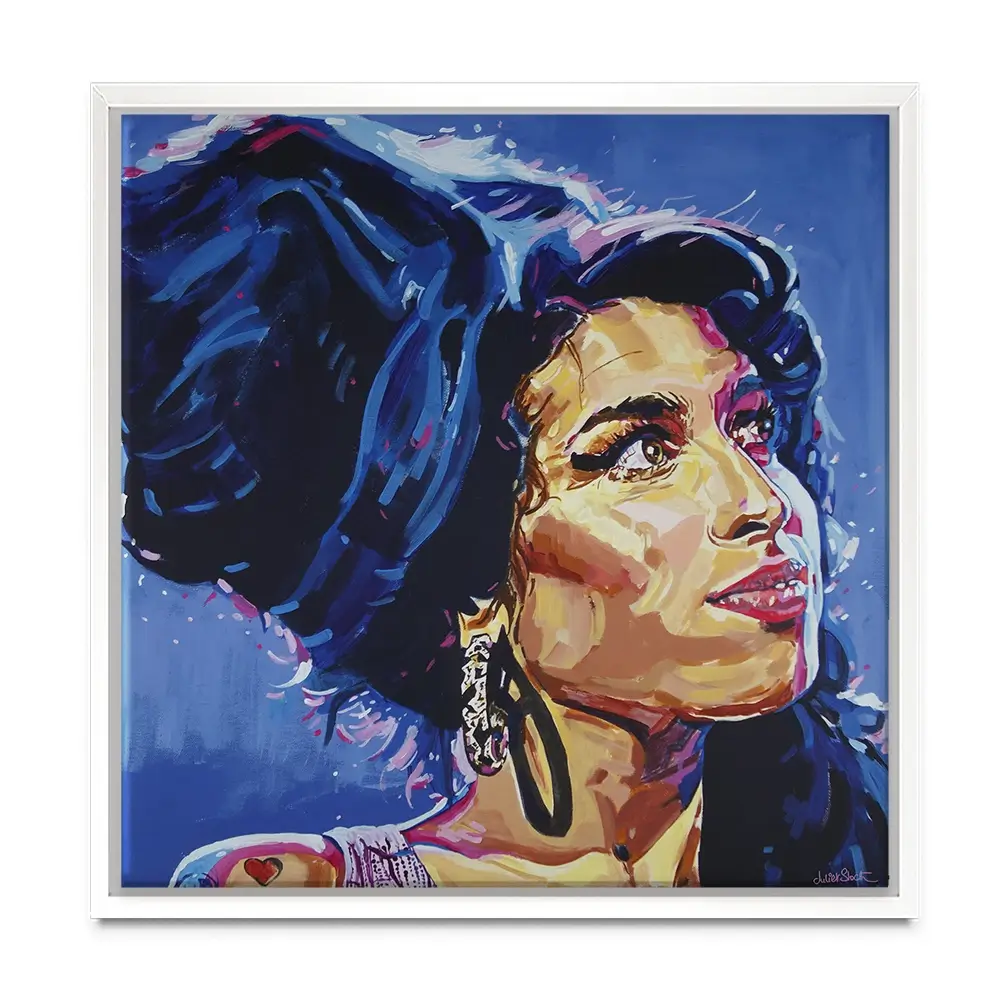 Amy Winehouse In This Blue Shade Square Canvas Print Amy Winehouse In This Blue Shade Square Canvas Print wall art product Juliet Stockton