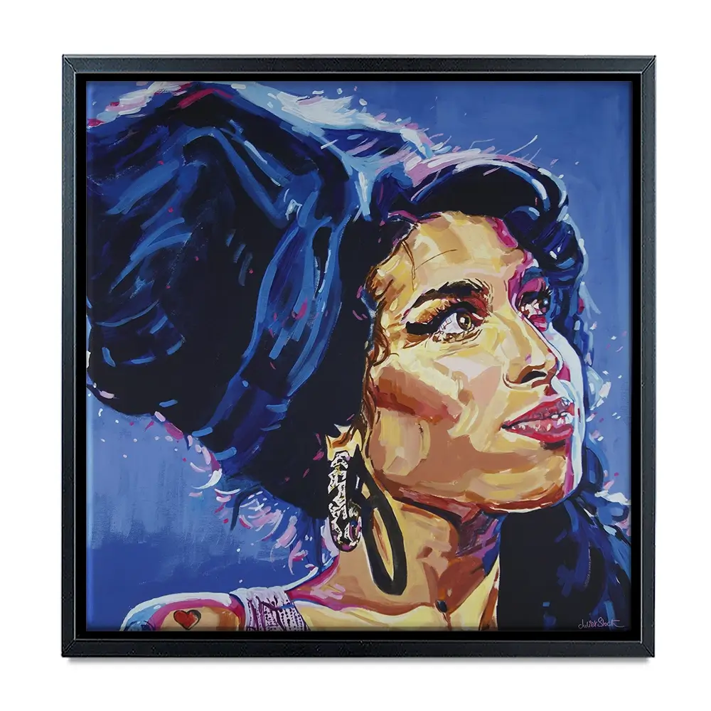 Amy Winehouse In This Blue Shade Square Canvas Print Amy Winehouse In This Blue Shade Square Canvas Print wall art product Juliet Stockton