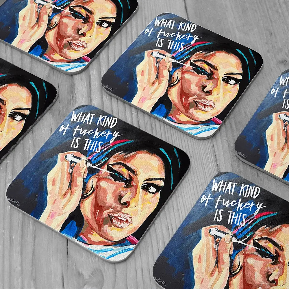 Amy Winehouse Mirror Image Coaster Set Amy Winehouse Mirror Image Coaster Set wall art product Juliet Stockton