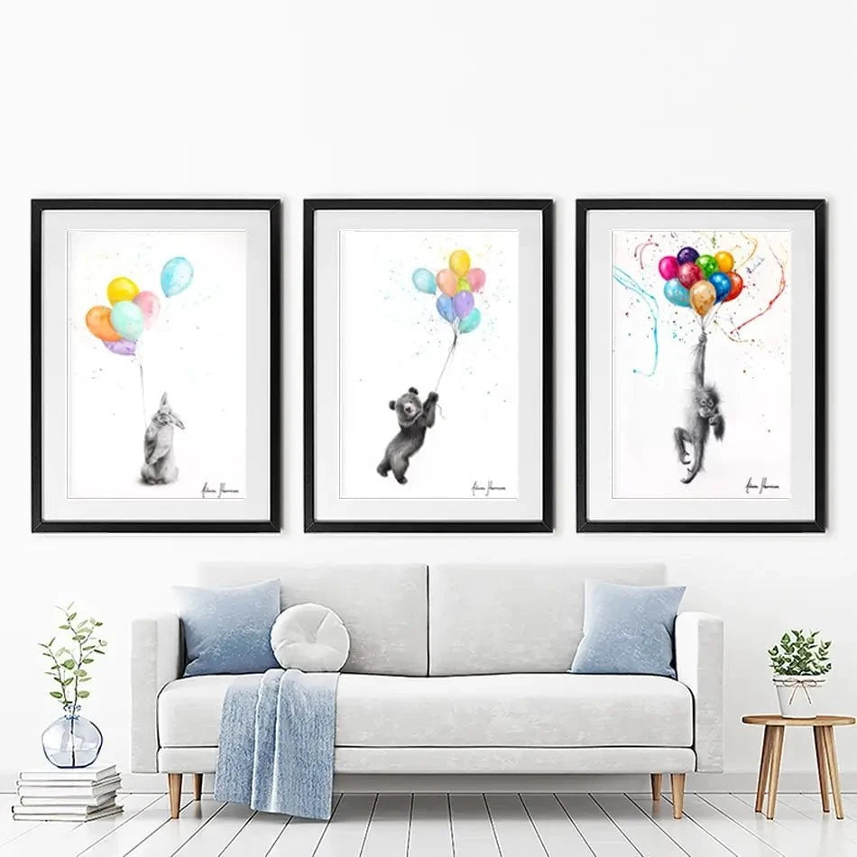 Animals With Balloons 2 Framed Art Print Trio Animals With Balloons 2 Framed Art Print Trio wall art product Ashvin Harrison