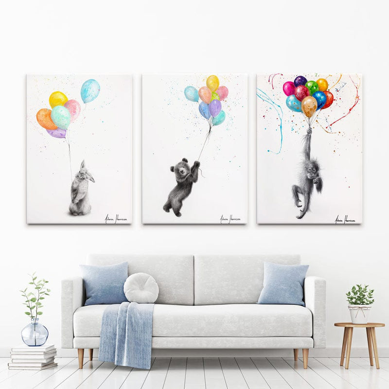 Animals With Balloons 2 Trio Canvas Print wall art product Ashvin Harrison