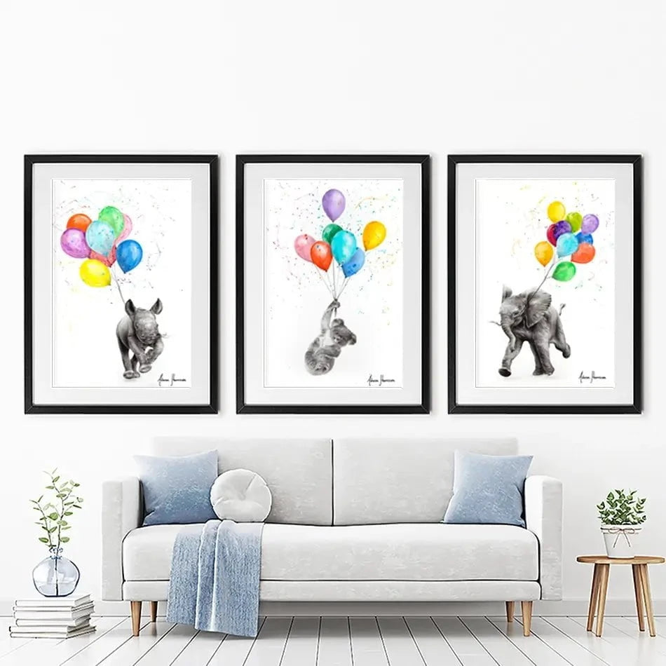 Animals With Balloons Framed Art Print Trio Animals With Balloons Framed Art Print Trio wall art product Ashvin Harrison