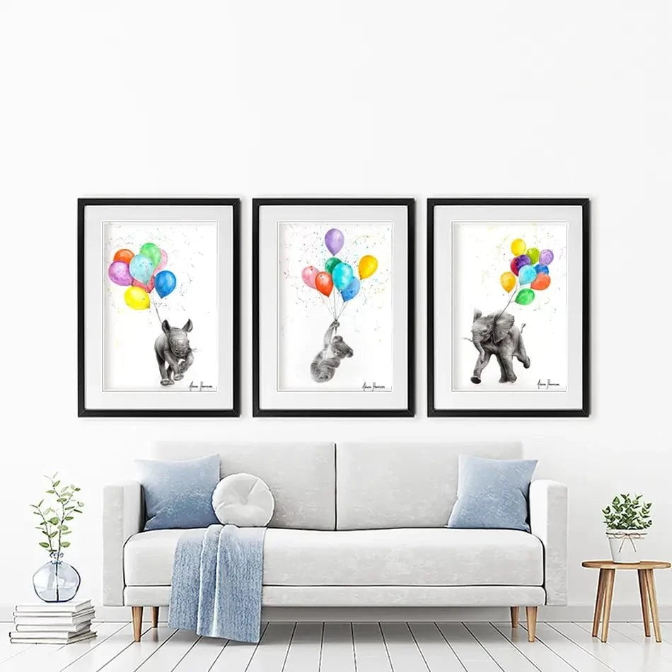 Animals With Balloons Framed Art Print Trio Animals With Balloons Framed Art Print Trio wall art product Ashvin Harrison