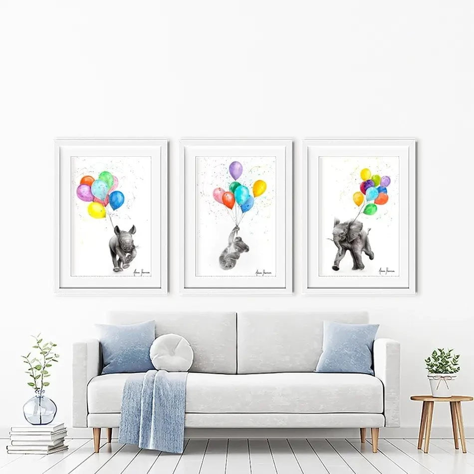 Animals With Balloons Framed Art Print Trio Animals With Balloons Framed Art Print Trio wall art product Ashvin Harrison
