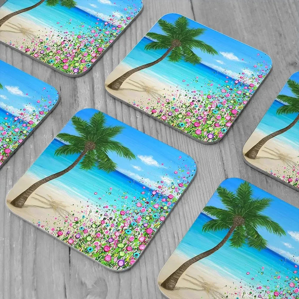 Another Day In Paradise Coaster Set Rainbow Soul Tree Coaster Set | Rainbow Soul Tree Art Coasters wall art product Jo Gough
