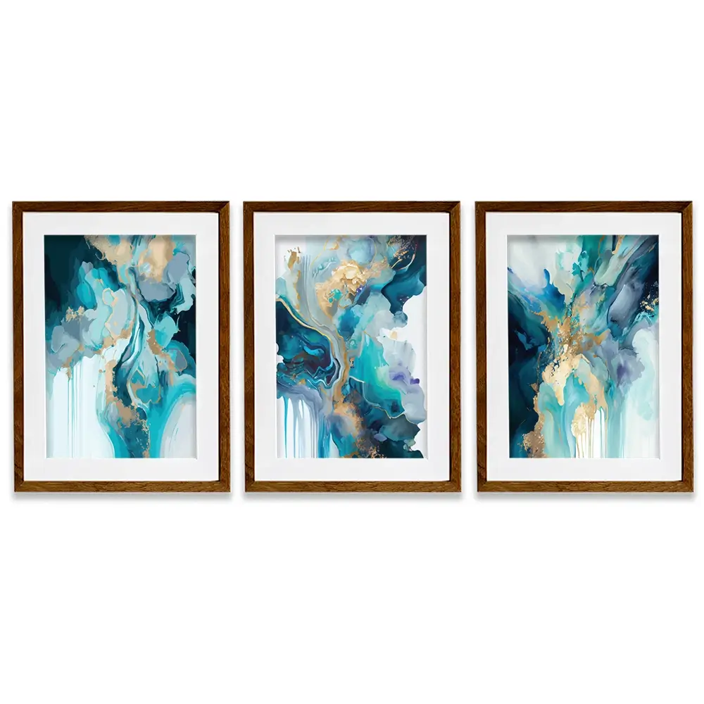 Aqua Journey Framed Art Print Trio Aqua Journey Framed Art Print Trio wall art product Art Print Shop
