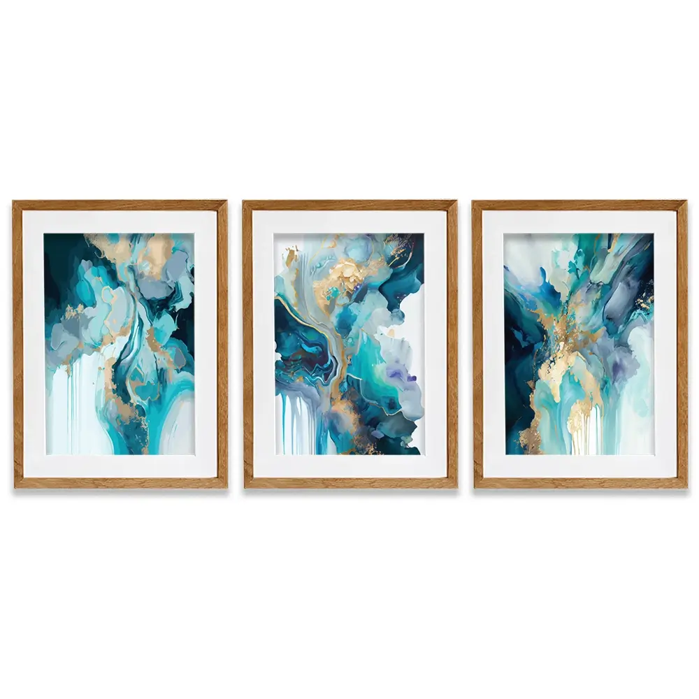 Aqua Journey Framed Art Print Trio Aqua Journey Framed Art Print Trio wall art product Art Print Shop