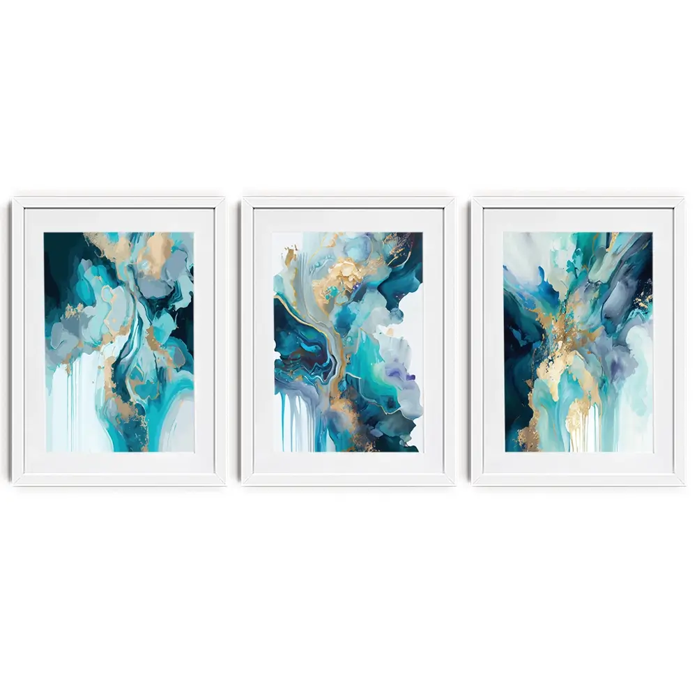 Aqua Journey Framed Art Print Trio Aqua Journey Framed Art Print Trio wall art product Art Print Shop