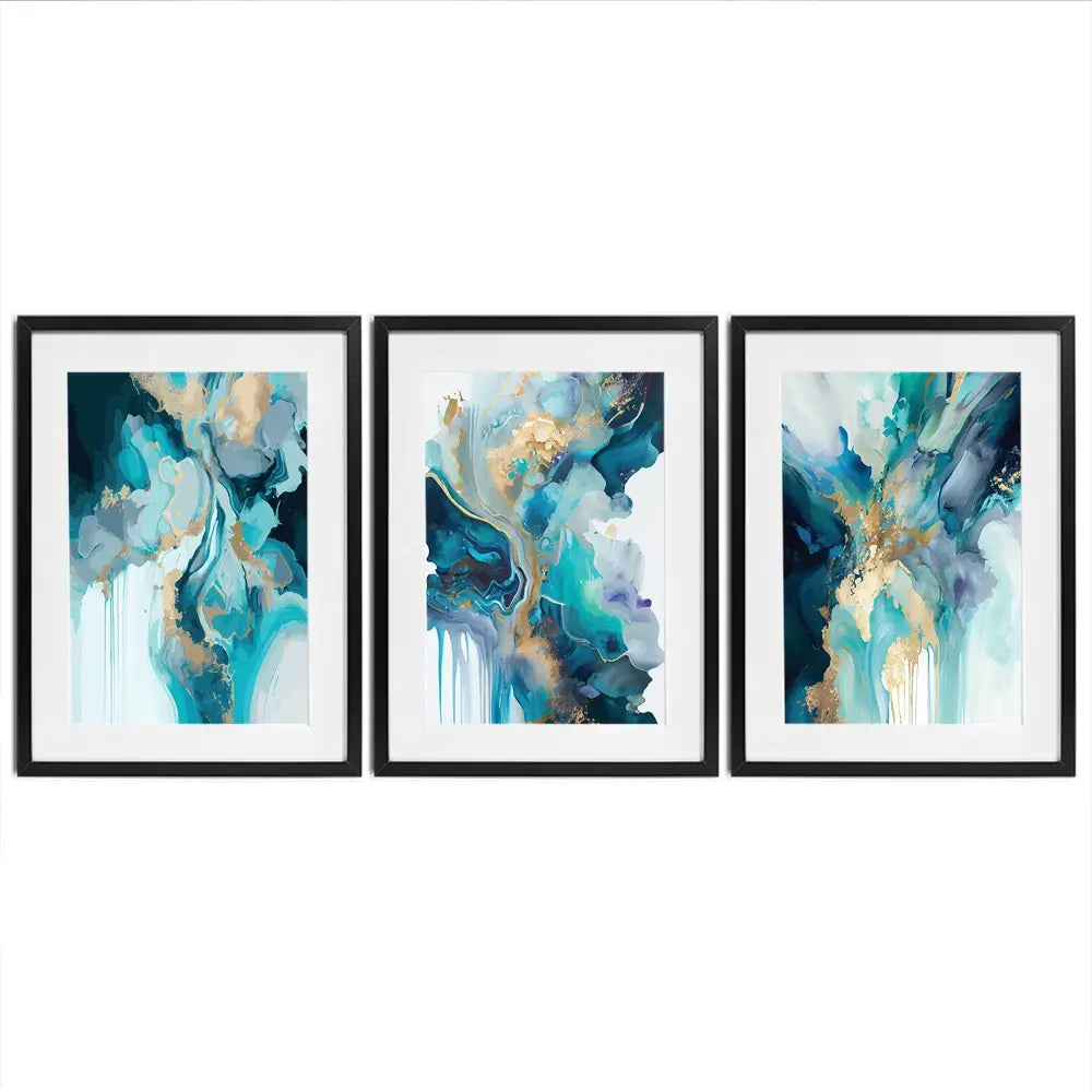 Aqua Journey Framed Art Print Trio Aqua Journey Framed Art Print Trio wall art product Art Print Shop