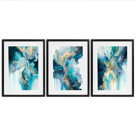 Aqua Journey Framed Art Print Trio Aqua Journey Framed Art Print Trio wall art product Art Print Shop