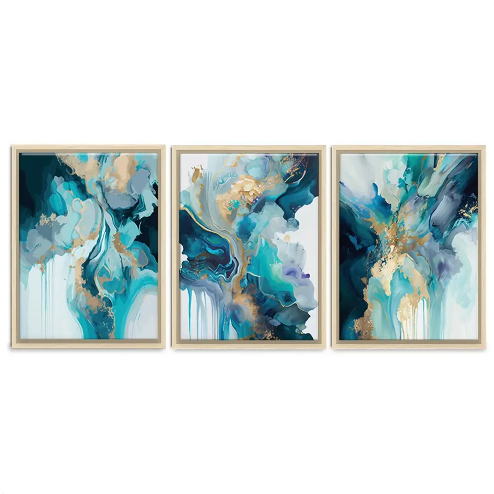 Aqua Journey Trio Canvas Print Aqua Journey Trio Canvas Print wall art product Art Print Shop
