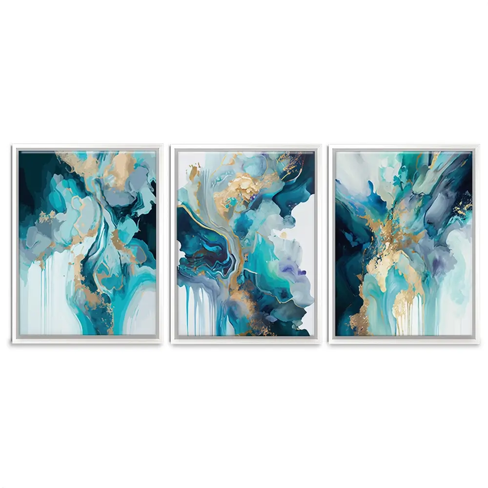 Aqua Journey Trio Canvas Print Aqua Journey Trio Canvas Print wall art product Art Print Shop