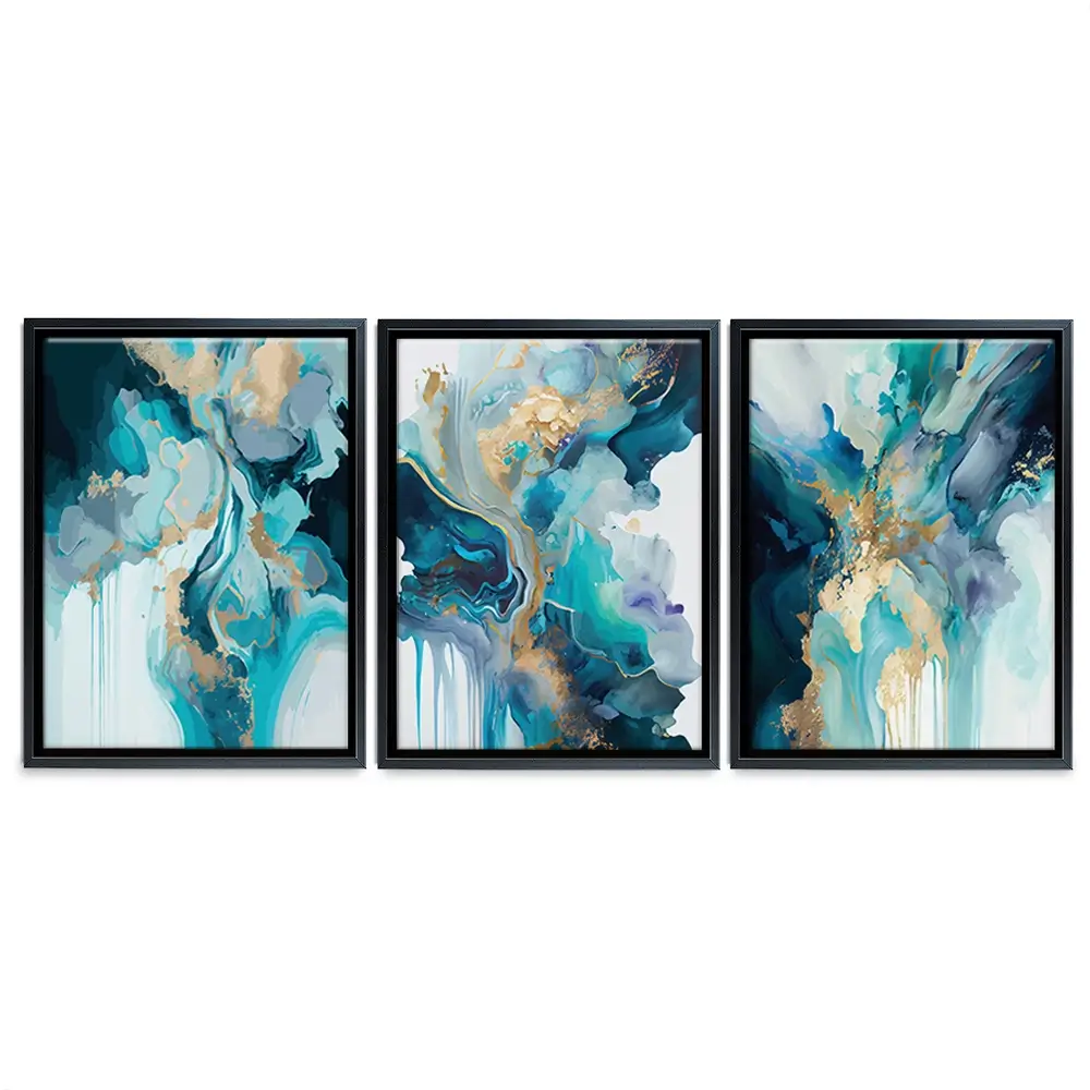 Aqua Journey Trio Canvas Print Aqua Journey Trio Canvas Print wall art product Art Print Shop