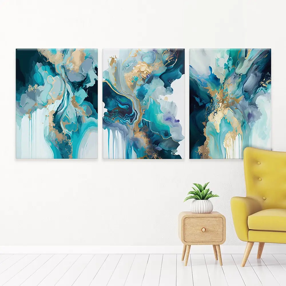 Aqua Journey Trio Canvas Print Aqua Journey Trio Canvas Print wall art product Art Print Shop