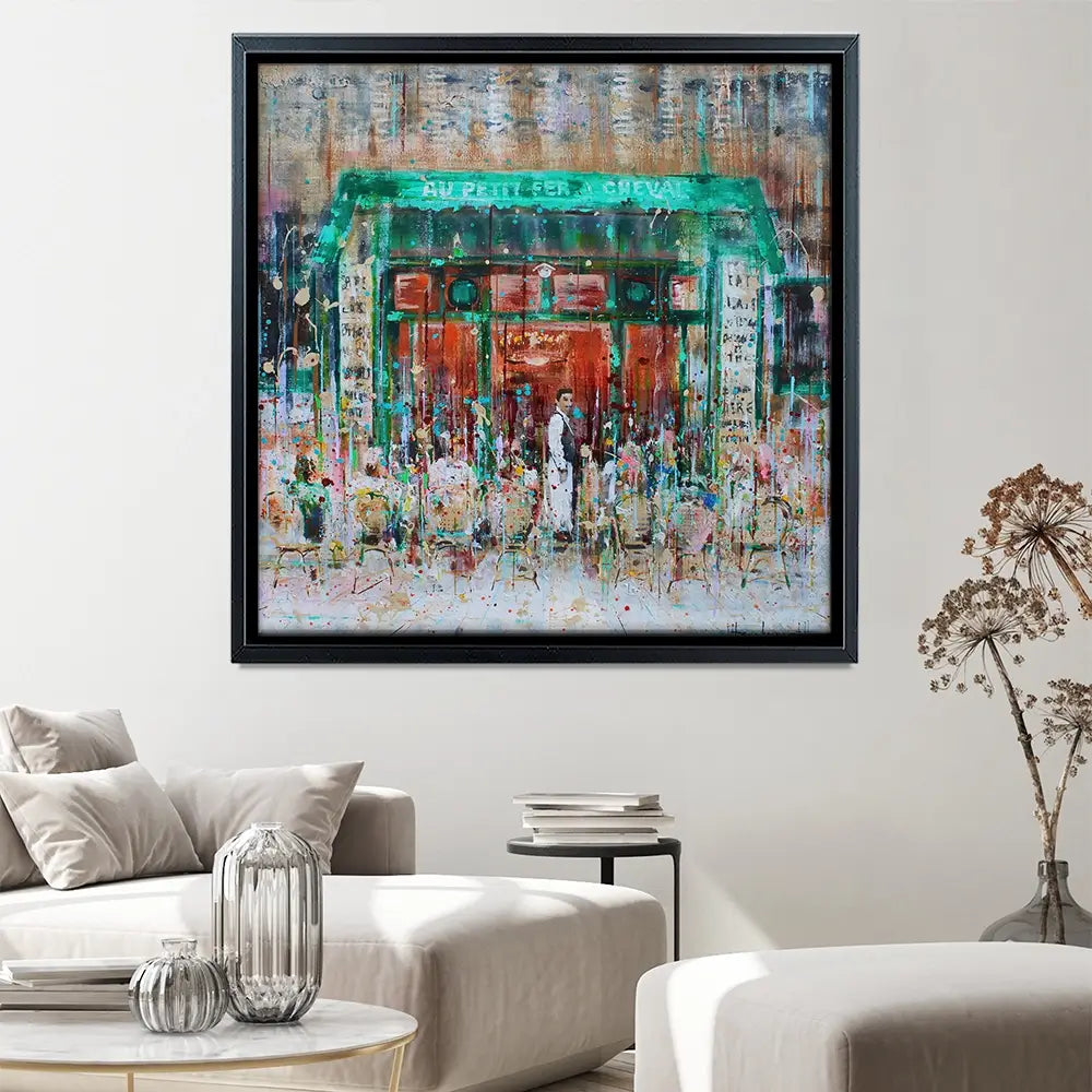 Au Petit Fer A Cheval Square Canvas Print Au Petit Fer A Cheval Square Canvas Print wall art product Studio Paint-Ing