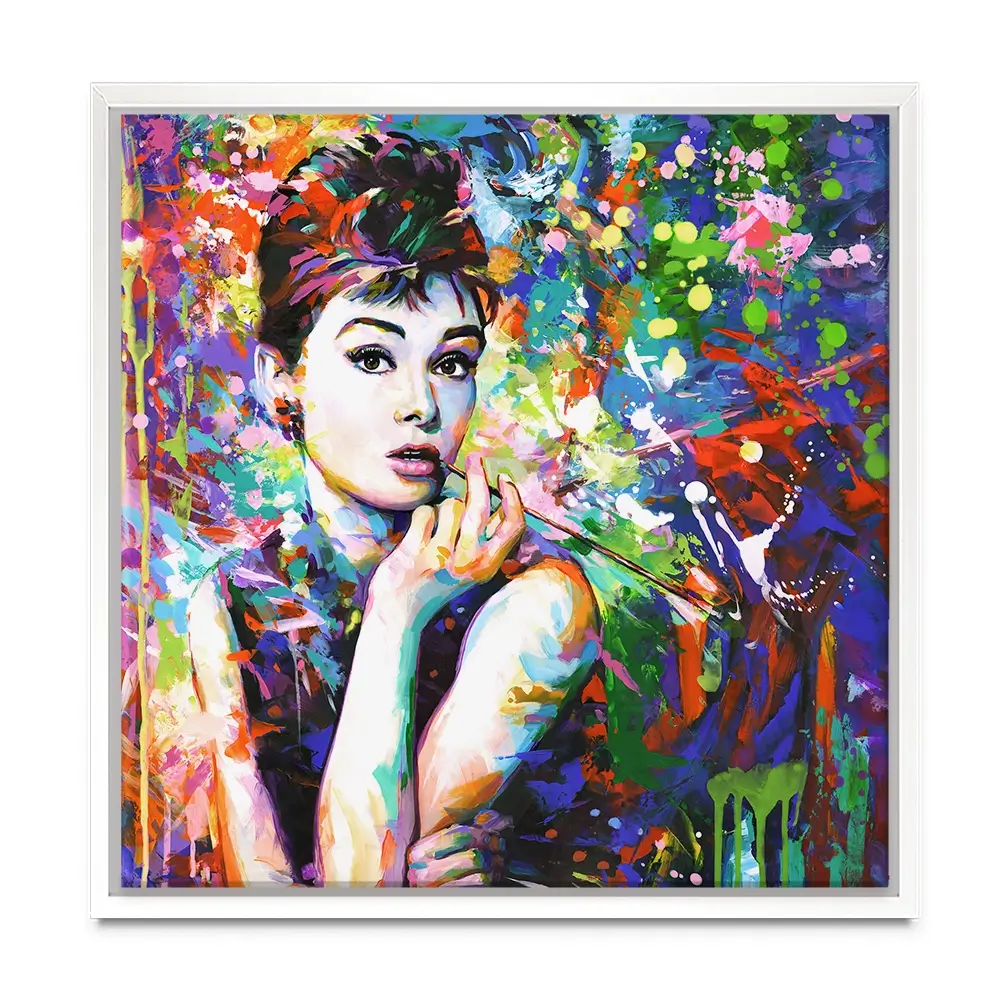 Audrey Hepburn Square Canvas Print Audrey Hepburn Square Canvas Print wall art product Leon Devenice