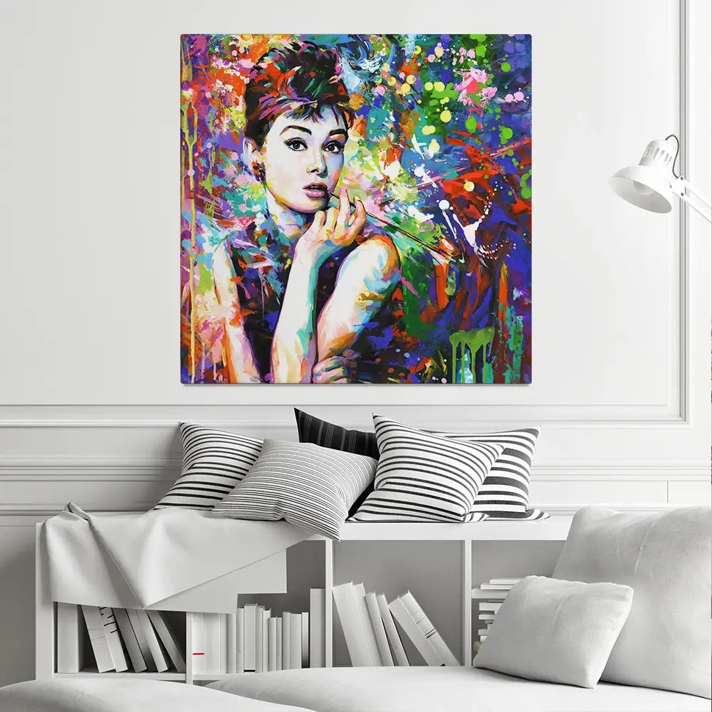 Audrey Hepburn Square Canvas Print Audrey Hepburn Square Canvas Print wall art product Leon Devenice