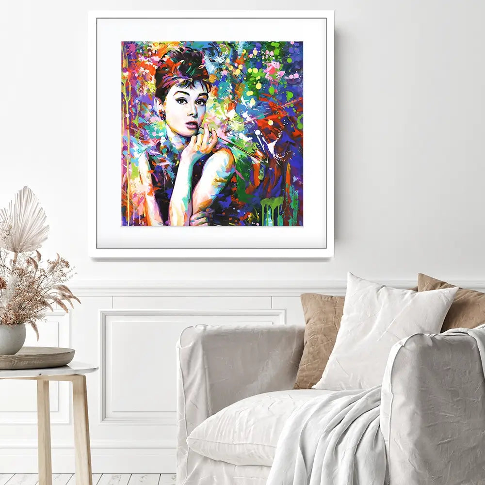 Audrey Hepburn Square Framed Art Print Audrey Hepburn Square Framed Art Print wall art product Leon Devenice