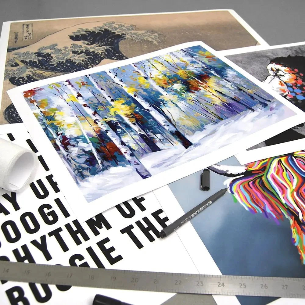 Autumn Birch Trees In Snowy Forest Art Print Autumn Birch Trees In Snowy Forest Art Print wall art product Leon Devenice