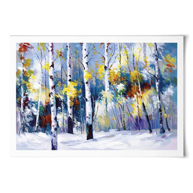 Autumn Birch Trees In Snowy Forest Art Print Autumn Birch Trees In Snowy Forest Art Print wall art product Leon Devenice