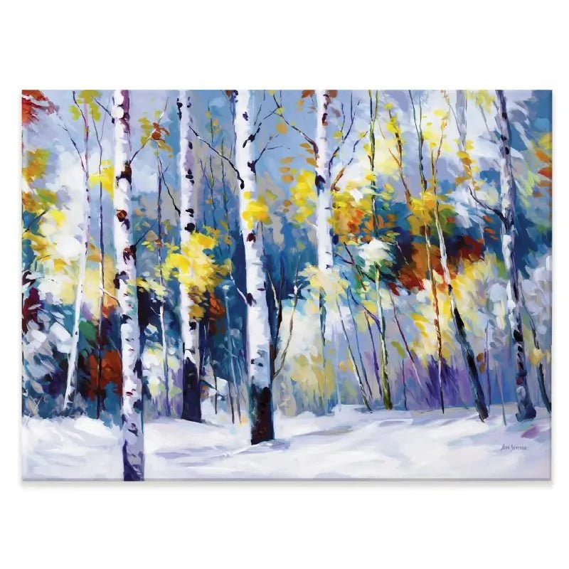 Autumn Birch Trees In Snowy Forest Canvas Print Autumn Birch Trees In Snowy Forest Canvas Print wall art product Leon Devenice