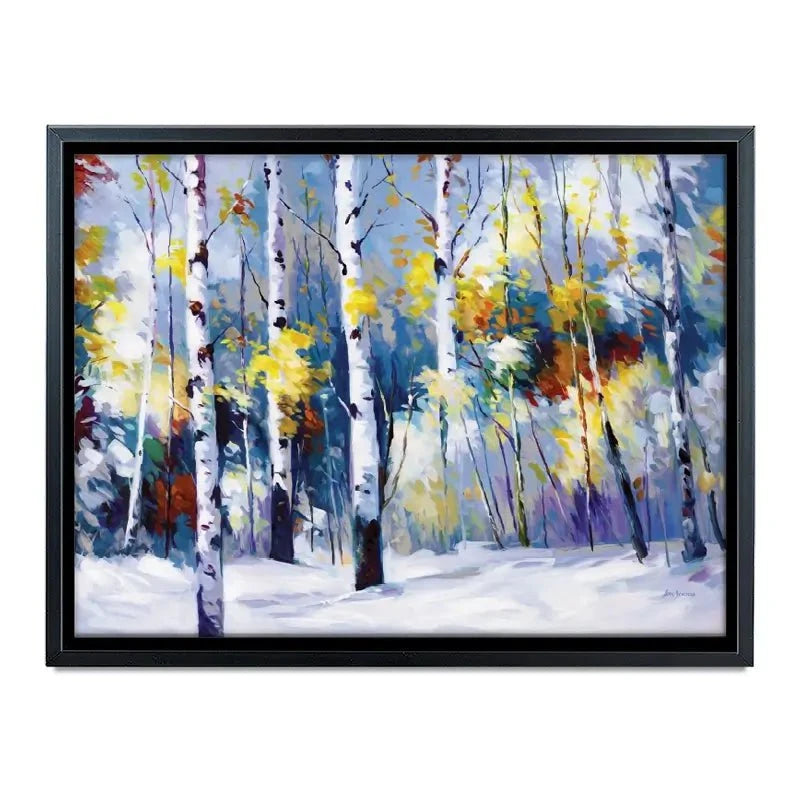 Autumn Birch Trees In Snowy Forest Canvas Print Autumn Birch Trees In Snowy Forest Canvas Print wall art product Leon Devenice