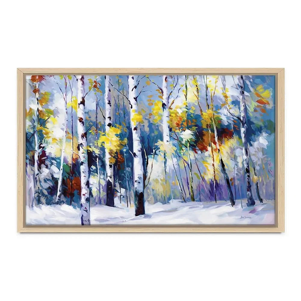 Autumn Birch Trees In Snowy Forest Canvas Print Autumn Birch Trees In Snowy Forest Canvas Print wall art product Leon Devenice