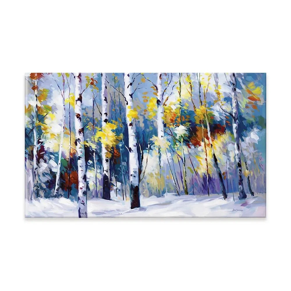 Autumn Birch Trees In Snowy Forest Canvas Print Autumn Birch Trees In Snowy Forest Canvas Print wall art product Leon Devenice