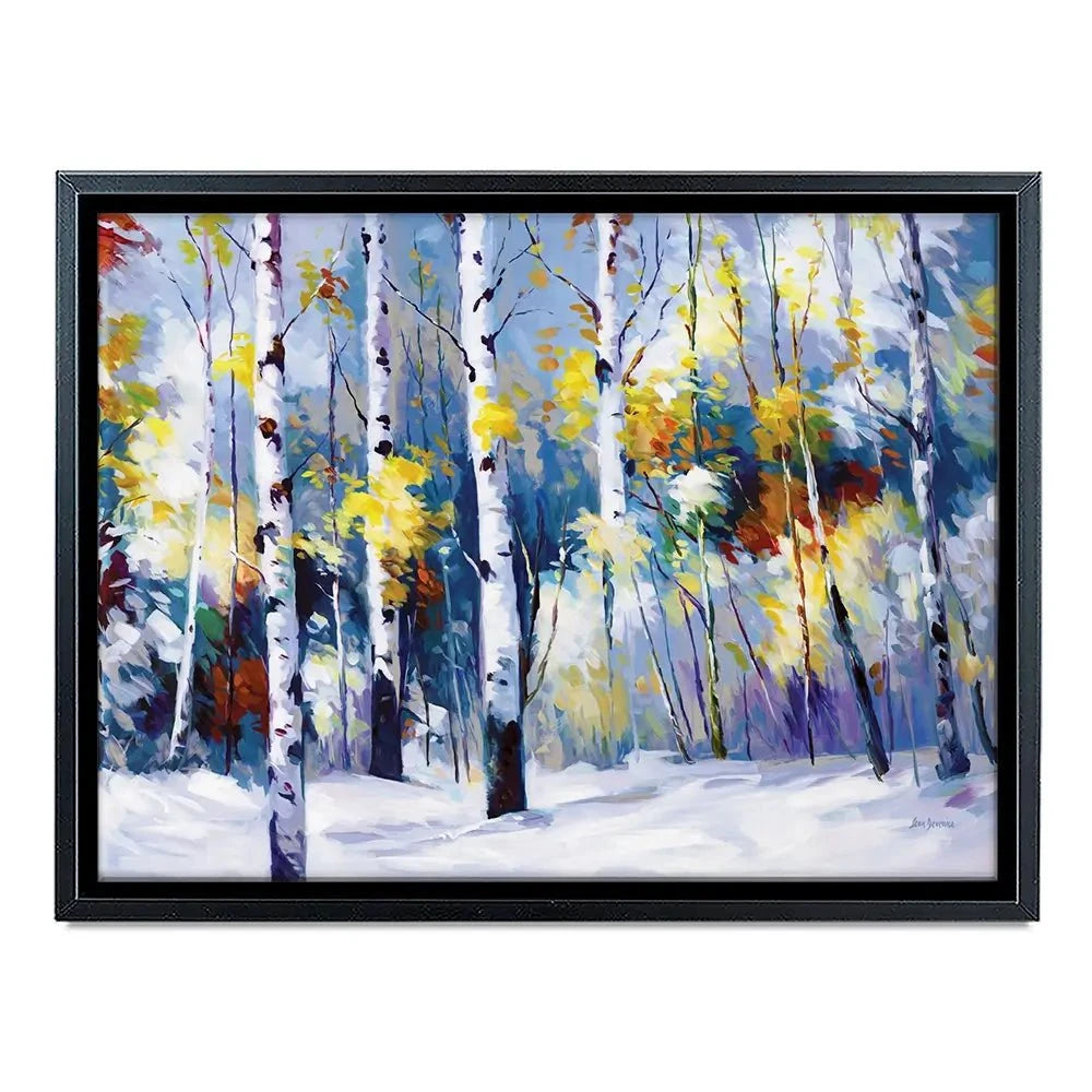 Autumn Birch Trees In Snowy Forest Canvas Print Autumn Birch Trees In Snowy Forest Canvas Print wall art product Leon Devenice