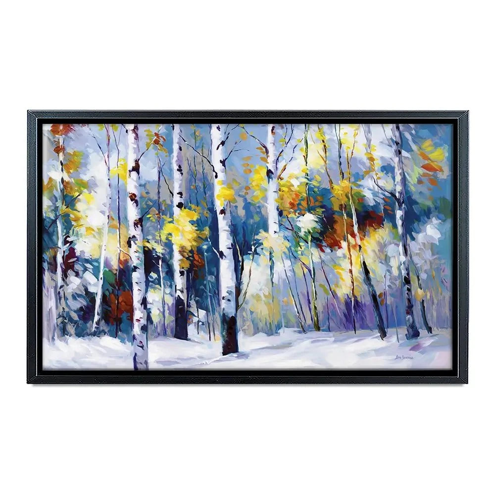 Autumn Birch Trees In Snowy Forest Canvas Print Autumn Birch Trees In Snowy Forest Canvas Print wall art product Leon Devenice