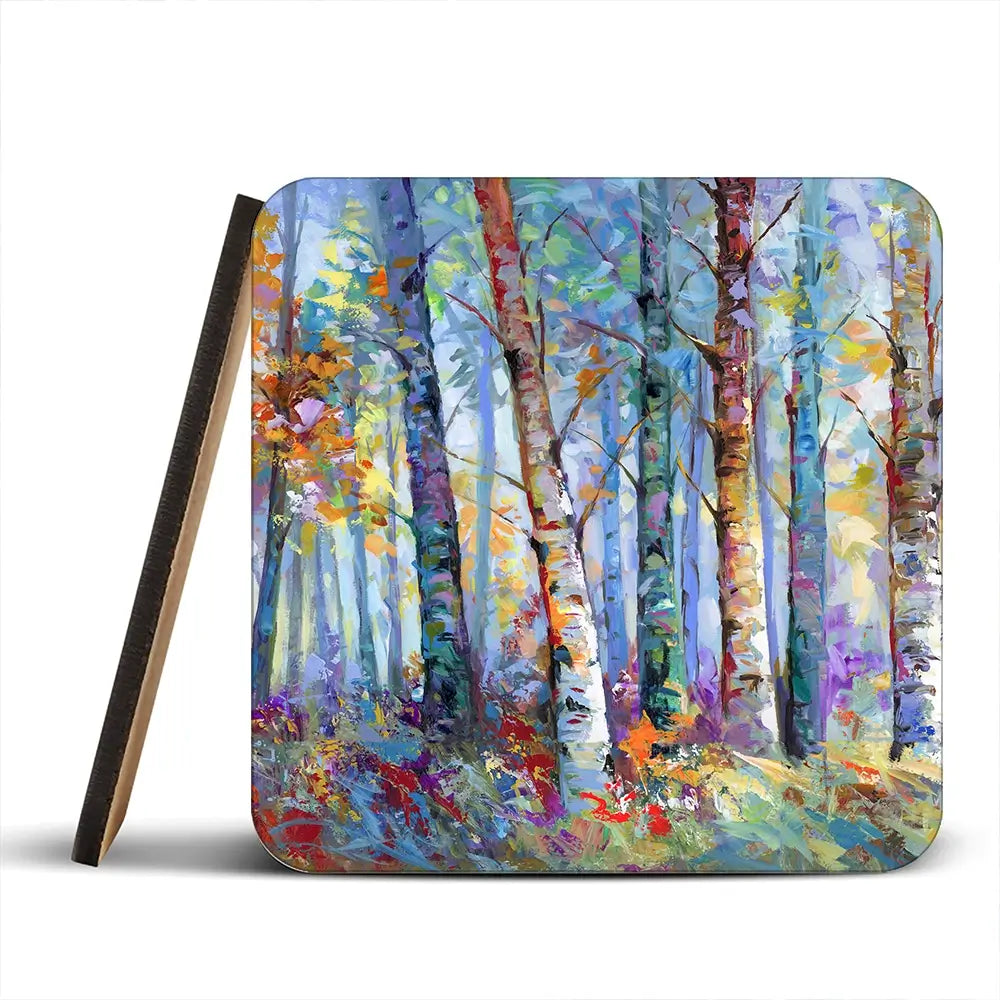 Autumn Birches Coaster Set Autumn Birches Coaster Set wall art product Art Print Shop