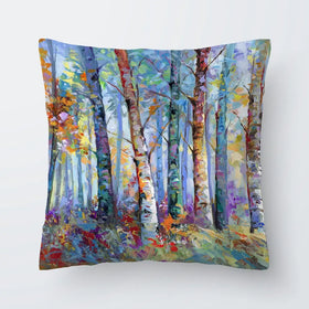 Autumn Birches Cushion Autumn Birches Cushion wall art product Art Print Shop